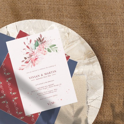 Elegant Flawless Sakura Roze Droom Bruiloft Kaart