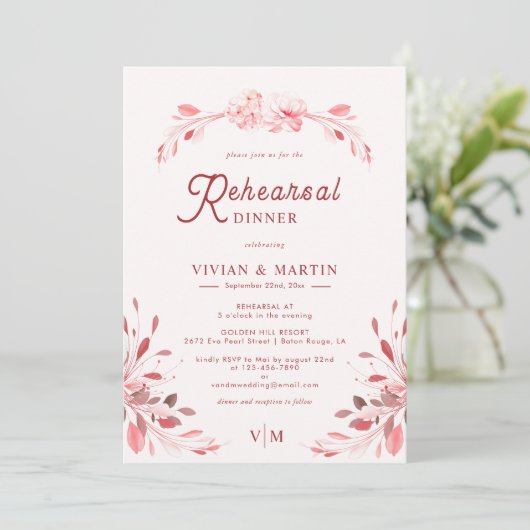 Elegant Flawless Sakura Roze Repetitie Diner Kaart (Staand voorkant)