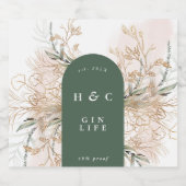 Elegant-fleschemicaliën Gold Eucalyptus Moderne ga Likeurfles Etiket (Enkel label)