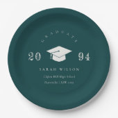 Elegant flesje Groene Minimale Eenvoudige Afstuder Papieren Bordje (Voorkant)