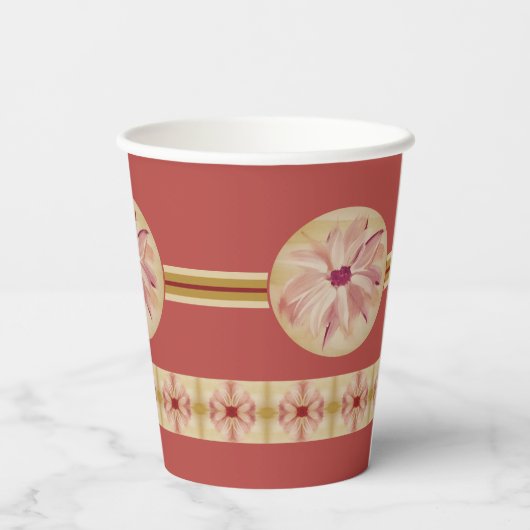 Elegant flesje met streep en patroon papieren bekers (Achterkant)