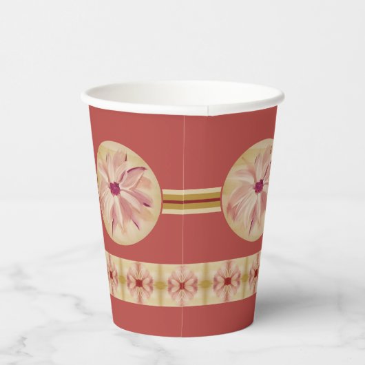 Elegant flesje met streep en patroon papieren bekers (Rechts)