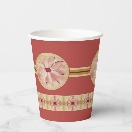 Elegant flesje met streep en patroon papieren bekers (Voorkant)