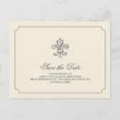 Elegant Fleur de Lis Bewaar de Datum Aankondigingskaart (Voorkant)