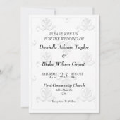 Elegant Fleur de Lis Black & White Wedding Invitat Kaart (Voorkant)