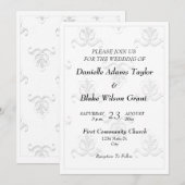 Elegant Fleur de Lis Black & White Wedding Invitat Kaart (Voorkant / Achterkant)