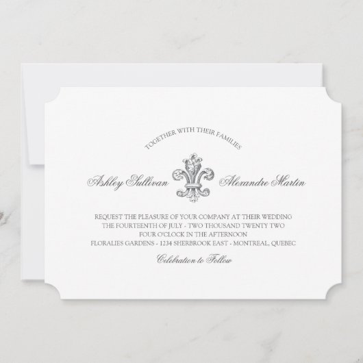 Elegant Fleur de Lis Bruiloft 3 Kaart (Voorkant)