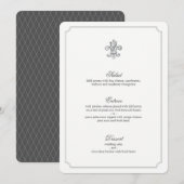 Elegant Fleur de Lis Bruiloft Menu 2 (Voorkant / Achterkant)