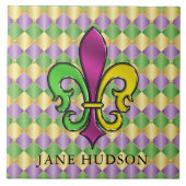 Elegant Fleur De Lis Design Ceramic Tegel Tegeltje (Voorkant)