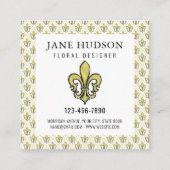 Elegant Fleur de Lis Design Silver Lines Business Vierkante Visitekaartje (Achterkant)