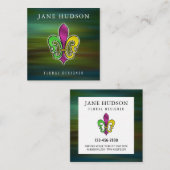 Elegant Fleur De Lis Design Vierkant Visitekaartje (Voorkant / Achterkant)