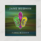 Elegant Fleur De Lis Design Vierkant Visitekaartje (Voorkant)