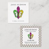 Elegant Fleur De Lis Design Vierkante Visitekaartje (Voorkant / Achterkant)