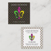Elegant Fleur De Lis Design Vierkante Visitekaartje (Voorkant / Achterkant)