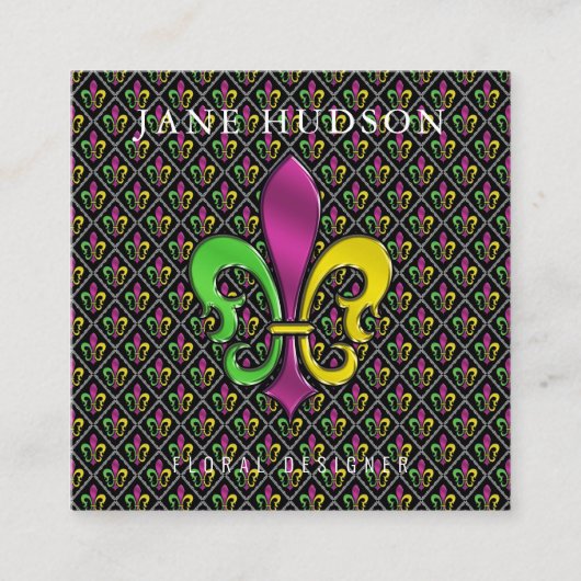 Elegant Fleur De Lis Design Vierkante Visitekaartje (Voorkant)