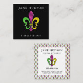 Elegant Fleur De Lis Design Vierkante Visitekaartje (Voorkant / Achterkant)