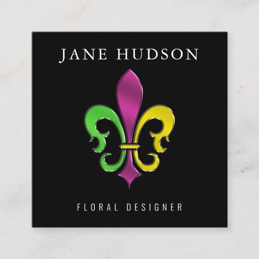 Elegant Fleur De Lis Design Vierkante Visitekaartje (Voorkant)