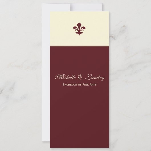 Elegant Fleur de Lis Formal Afstuderen (rood) Kaart (Achterkant)