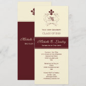 Elegant Fleur de Lis Formal Afstuderen (rood) Kaart (Voorkant / Achterkant)