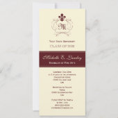 Elegant Fleur de Lis Formal Afstuderen (rood) Kaart (Voorkant)