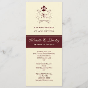 Elegant Fleur de Lis Formal Afstuderen (rood) Kaart