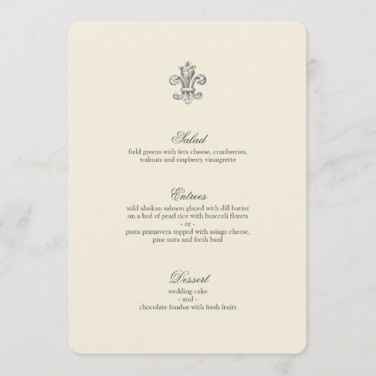 Elegant Fleur de Lis huwelijksmenu Menu (Voorkant)