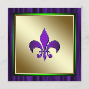 Elegant Fleur De Lis Mardi Gras Wedding Kaart