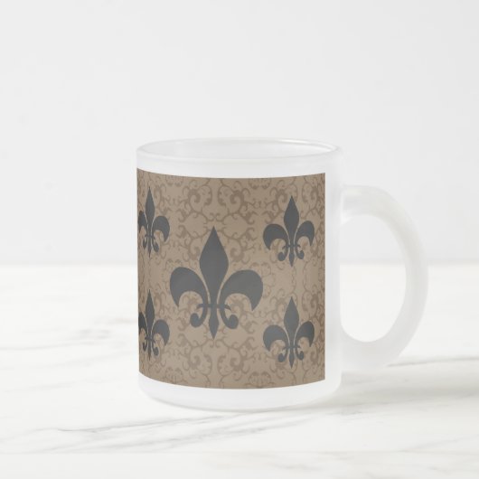 Elegant Fleur-De-Lis Matglas Koffiemok (Rechts)