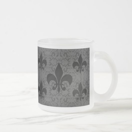 Elegant Fleur-De-Lis Matglas Koffiemok (Rechts)
