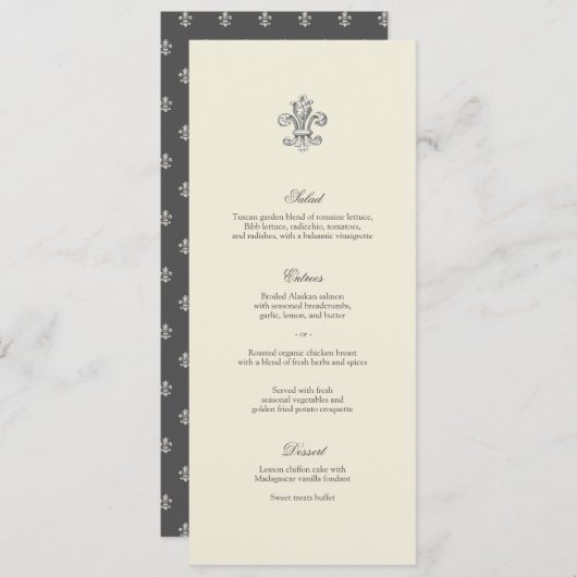 Elegant Fleur de Lis Menu (Voorkant / Achterkant)