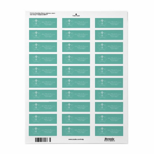 Elegant Fleur de Lis Monogram Etiket (Full Sheet)