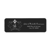 Elegant Fleur de Lis Monogram Etiket (Voorkant)