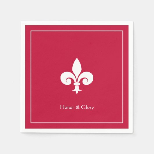 Elegant Fleur-de-lis of Lily Flower on Burgundy Servet (Voorkant)