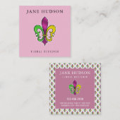 Elegant Fleur De Lis-ontwerp vierkant zakelijk vis Vierkante Visitekaartje (Voorkant / Achterkant)