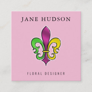 Elegant Fleur De Lis-ontwerp vierkant zakelijk vis Vierkante Visitekaartje