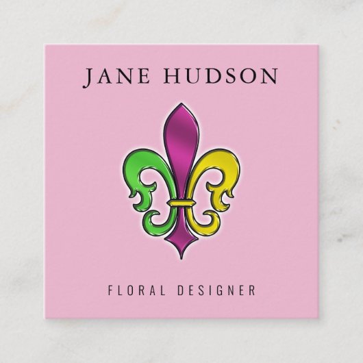 Elegant Fleur De Lis-ontwerp vierkant zakelijk vis Vierkante Visitekaartje (Voorkant)