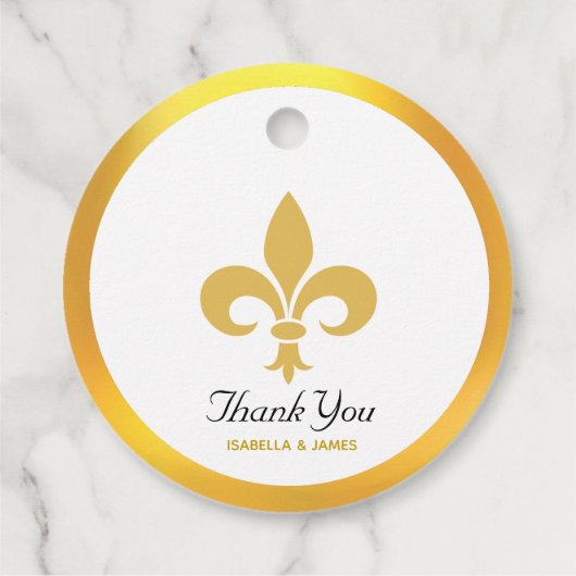 Elegant Fleur de Lis op Black Bedankt bruiloft Bedankjes Labels (Achterkant)