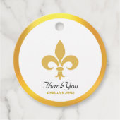 Elegant Fleur de Lis op Black Bedankt bruiloft Bedankjes Labels (Voorkant)