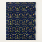 Elegant Fleur-de-lis patroon - Goud en diep blauw Planner (Achterkant)