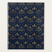 Elegant Fleur-de-lis patroon - Goud en diep blauw Planner (Voorkant)