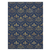 Elegant Fleur-de-lis patroon - Goud en diep blauw Tafelkleed (Voorkant)