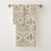 Elegant Fleur-de-lis patroon - pastelgoud Bad Handdoek (Insitu)