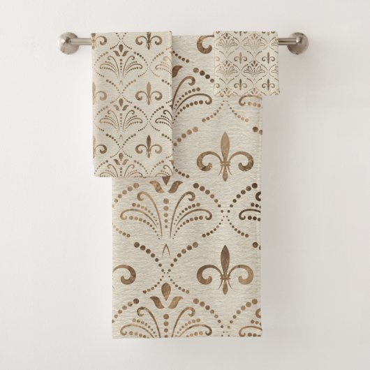 Elegant Fleur-de-lis patroon - pastelgoud Bad Handdoek (Insitu)