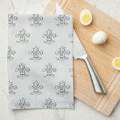 Elegant Fleur de Lis Pattern Theedoek (Quarter Fold)