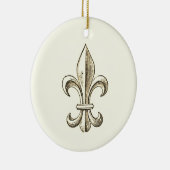 Elegant Fleur de Lis Plain Kerstversiering Keramisch Ornament (Rechts)