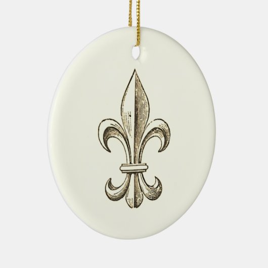 Elegant Fleur de Lis Plain Kerstversiering Keramisch Ornament (Rechts)