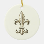 Elegant Fleur de Lis Plain Kerstversiering Keramisch Ornament (Voorkant)