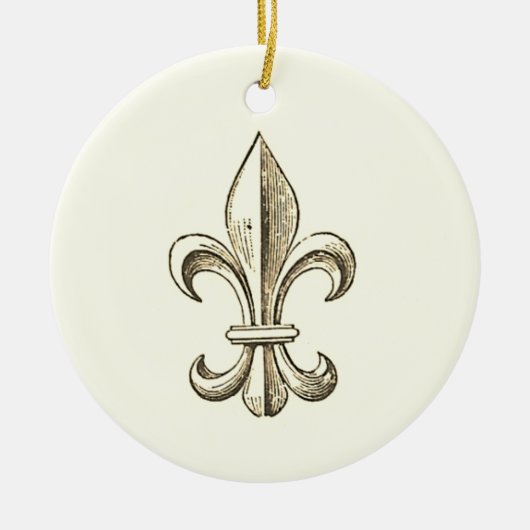 Elegant Fleur de Lis Plain Kerstversiering Keramisch Ornament (Voorkant)