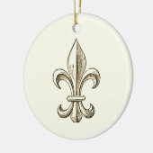 Elegant Fleur de Lis Plain Kerstversiering Keramisch Ornament (Links)