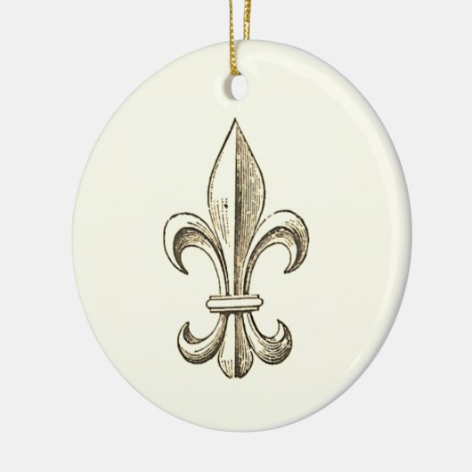 Elegant Fleur de Lis Plain Kerstversiering Keramisch Ornament (Links)